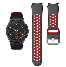 Ремінець для Samsung Galaxy Watch 5 Pro - чорно-червоний ширина кріплення 20мм силікон перфорація розмір LWatchbands Uniq (WB385881) - мініатюра 2