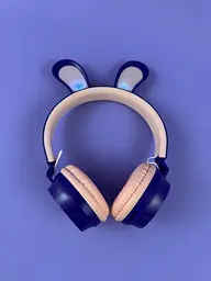 Навушники дитячі бездротові C 64095-1, фіолетові Bluetooth з заячими вушками, багатокольорове підсвічування, акумулятор 400 mAh - мініатюра 3