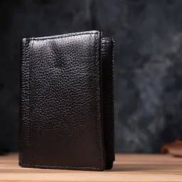 Вертикальний чоловічий шкіряний гаманець у два складання Vintage s_15091 чорний - мініатюра 10