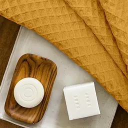 Вафельні рушники Marigold Greek Waffle 2шт 55х90см/75х130см (SetTw_GreekWaffle_23Curcuma55x90_35Bronze75x130) - мініатюра 4