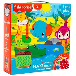 Пазли Vladi Toys Fisher-Price Maxi puzzle&Wooden pieces, українська мова, 11 елементів (VT1100-01)