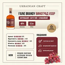 Коньяк Faine Brandy Виноград VSOP 40% 0.5 л - мініатюра 5