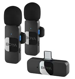Профессиональный петличный микрофон беспроводной Boya BY-V20 Type-C 2 шт. Black (18873) - мініатюра 1