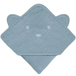 Рушник з капюшоном Lionelo Muslin Hooded Towel Grey Sky 80х80 см - мініатюра 2