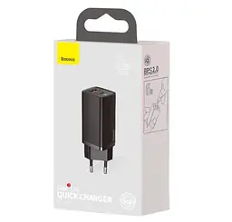 Мережевий зарядний пристрій Baseus GaN Lite 65 W 1 USB + Type-C (CCGAN2L-B01) чорний - мініатюра 4