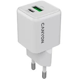 Зарядний пристрій Canyon CU20AC GaN 20W 1xPD 1xQC EU White (CNS-CUW20AC)