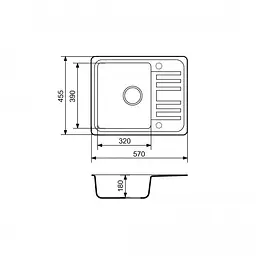 Кухонна мийка Adamant SMALL сахара 570x455x180 мм, з крилом 57 см - мініатюра 2