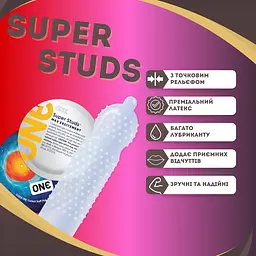 Презерватив One Super Studs з точковим рельєфом 1 шт. - мініатюра 2