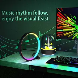 Настільна LED лампа RGB Intelligent circular atmosphere light Bluetooth USB with app Black Epik teh0029700 - мініатюра 3