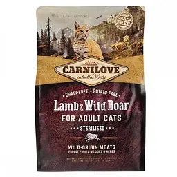 Сухий корм Carnilove Cat Lamb & WildBoar Sterilised 2 кг з ягнятком та м'ясом кабана для стерилізованих кішок - мініатюра 4