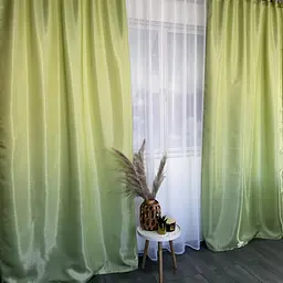 Штори з монорею салатового кольору на тасьмі 2шт. 150х270 ALBO pbe0052475 - мініатюра 5