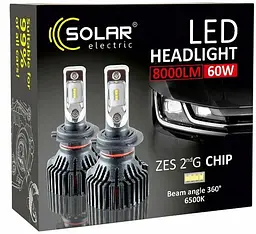LED лампи автомобільні Solar H11 12/24V 60W 6500K 8000Lm IP65 радіатор та кулер (8311)