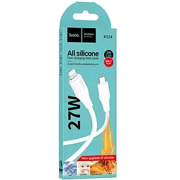 Дата кабель Hoco X124 Bien silicone Type-C to Lightning 27W (1m) White - мініатюра 2
