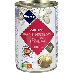 Оливки Премія зелені фаршировані тунцем 300 г