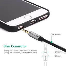 Кабель аудіо Ugreen AV119 3.5 mm AUX круглий та прямі штекери 1M Black (10720) - мініатюра 5