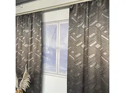 Жакардові штори "геометрія" коричневого кольору на тасьмі 2шт. 150х270 ALBO pbe0052390 - мініатюра 4