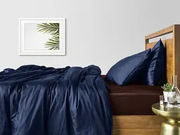 Комплект постільної білизни Cosas євро сатин DARK BLUE 200 x 220 см (Сатин_Синий_ШоколадП_200) - мініатюра 2