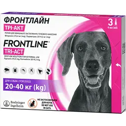 Краплі Boehringer Ingelheim Frontline Tri-Act від бліх та кліщів для собак 20-40 кг 12 мл (3 шт. х 4 мл) (159914) - мініатюра 2