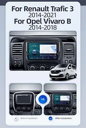 Автомобільне радіо 9-дюймовий екран 2 Din для Renault Trafic 3 2014-2021 Android 13 Сенсорний екран Стерео з BT 5.0 DTS - мініатюра 5