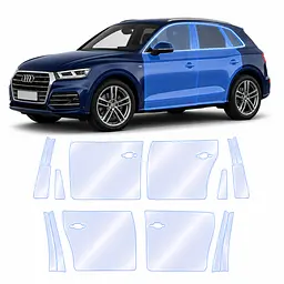 Антигравійна захисна бронеплівка за лекалами для Audi Q5 FY 2017-2020 - зони дверей і стійки вікон