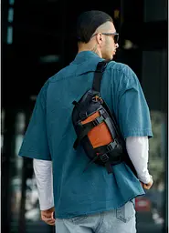 Чоловіча сумка бананка Sambag Dynamicdart чорно-помаранчева 38 × 21 × 7 см (80411129m) - мініатюра 8