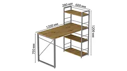 Письмовий стіл Ferrum-decor Серії Конект з етажеркою 75x120x60 сірий ДСП Дуб Артізан 16мм (FRD-104232) - мініатюра 5