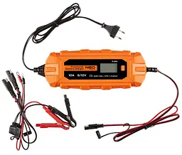 Neo Tools Зарядний пристрій автоматичний, 10А/160Вт, 3-200Ач, для автомобільних акумуляторів AGM/GEL