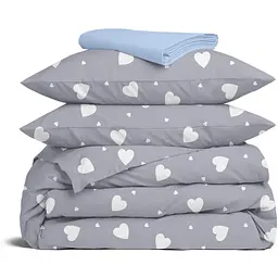 Комплект постільної білизни Cosas Calm hearts CS5 Сімейний графіт (CalmHearts_El180x30-62Maya_160x2)