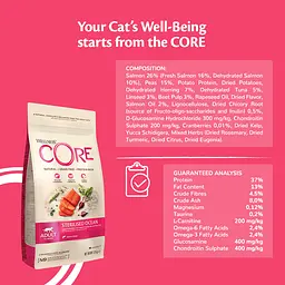Сухий корм для стерилізованих котів Wellness CORE Sterilised Ocean з лососем, 300г - мініатюра 3