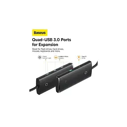 Концентратор Baseus USB 3.0 to 4xUSB 3.0 1.0m black (WKQX030101) - мініатюра 5