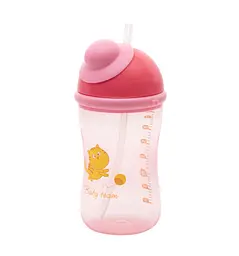 Поїльник Baby Team, з силіконовою трубочкою, 9+ міс., 380 мл, червоний (5010_красный_с_котиком) - мініатюра 2