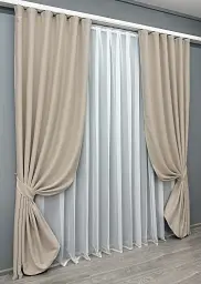 Комплект штор VR-Textil Eclipse блэкаут 2 шт 150x270 см бежевый (1789ш) - миниатюра 3