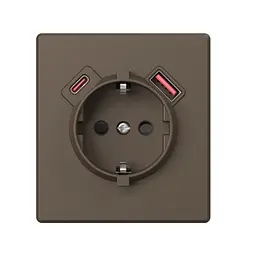 Розетка одинарна із заземленням USB-A+C 20W мокко VIDEX NOTA (VF-NT-SK1GUC-BR) VIDEX (28885-000) - мініатюра 2