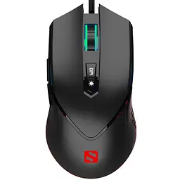 Мишка Sandberg Azazinator Mouse 6400 RGB, ігрова, 6400dpi., 7кн.Huano, чорна