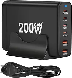 Мережевий зарядний пристрій USB-C 200W 6-портовий - мініатюра 1
