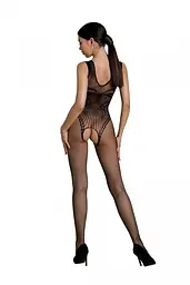 Бодістокінг Passion ECO BS003, чорний, One Size, відкрита промежина, імітація корсета і панчіх - мініатюра 2