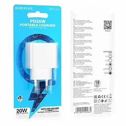 Мережевий зарядний пристрій Borofone BAS13A Erudite single PD20W білий - мініатюра 2