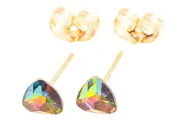 Сережки Xuping Позолота 18K пусети "Трикутні райдужні кристали" 6х6мм 283692