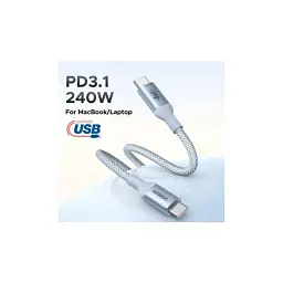 Дата кабель USB-C to USB-C 1.0m PD3.1 240W 480Mbps braided black Ugreen (75731) - мініатюра 4