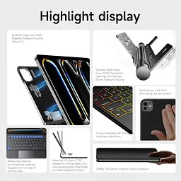 Чохол-клавіатура HOU для iPad Pro 11 дюймів (M4 2024), iPad Pro 2024 11 дюймів (5-го покоління) з клавіатурою, трекпадом - мініатюра 4