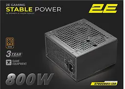 Блок живлення Stable Power Pro ATX3.1 GEN5.0 (800W) >85% 80+ Bronze 120мм 1xMB 24pin(2 2E Gaming teh0018606