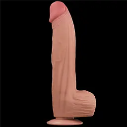 Фалоімітатор LoveToy Sliding-Skin Dual Layer Dong King Sized 31 см тілесний - мініатюра 2