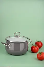 Каструля емальована Infinity Grey, зі скляною кришкою, 16 см, 2,1 л, сірий (6667317) - мініатюра 2