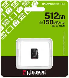 Memory card microSDXC 512GB Kingston Canvas Select Plus Gen3 C10 A1, Retail - мініатюра 3