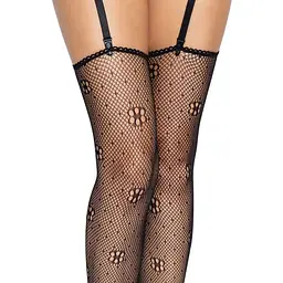 Панчохи Leg Avenue Daisy Dot Fishnet Stockings One Size Black - мініатюра 4