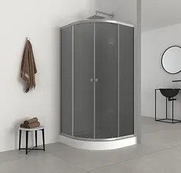 Душова кабіна з низьким піддоном Mixxus Plain SCT02-90x90x195-GR Satin сіре тоноване скло 4мм MI6898, Універсальна, тонований, хром матовий - мініатюра 5