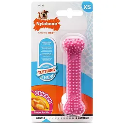 Nylabone Puppy Chew Dental Bone НІЛАБОН ДЕНТАЛ БОУН жувальна іграшка кістка для цуценят, смак курки