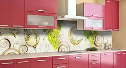 Кухонний фартух Виноград Прованс ПВХ для декору 60х300 см Фрукти Зелений Happy Pocket Z184007 - мініатюра 3