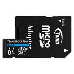 Карта пам'яті Team 64GB microSDXC class 10 UHS-I U3 V30 A1 Elite (TEAUSDX64GIV30A103)