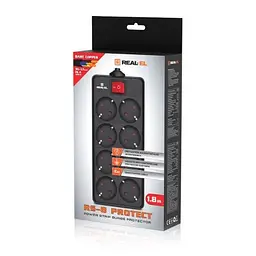 Мережевий фільтр живлення REAL-EL RS-8 Protect 5m, black (EL122300024) - мініатюра 7